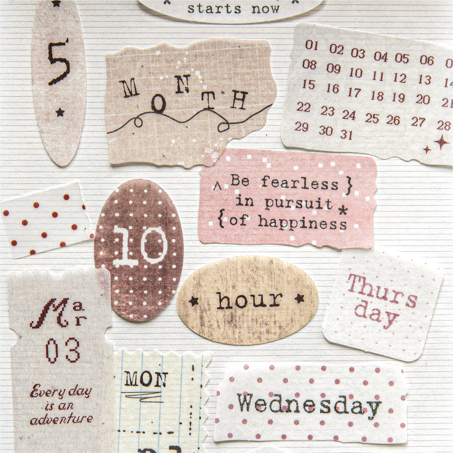 JIAMEI 50pcs Fragmented Time Series Retro Simple Font Decorative Stickers DIY Aesthetic Creativity Journal Scrapbooking Material