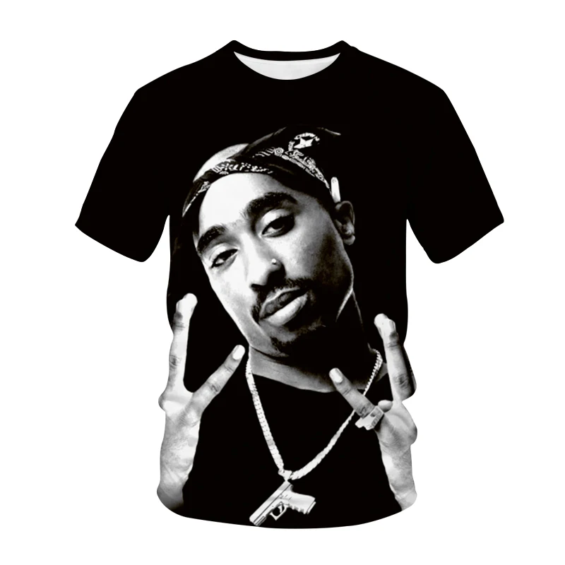 Rapper Tupac 2pac 3D Print Summer Fashion Men\'s T-shirt  Clothing Casual Short Sleeve T-shirt for Cool Men Tops Tees Clothes