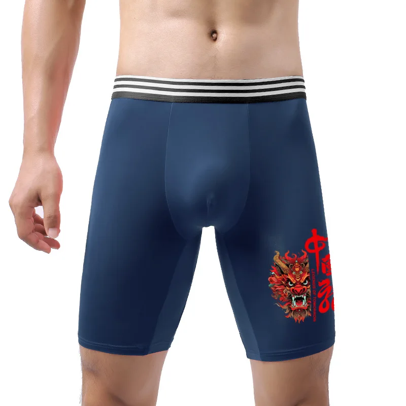 Große Männer Unterwäsche Boxershorts homme Eis Seide atmungsaktiv sexy Panites Mann drucken u konvexen Beutel Sport lange Bein Unterhose