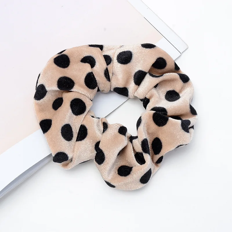 Fashion Women Vintage Leopard Print Velvet Hair Scrunchies Big Stretch Elastic Rope Bands Basic Hair Ties