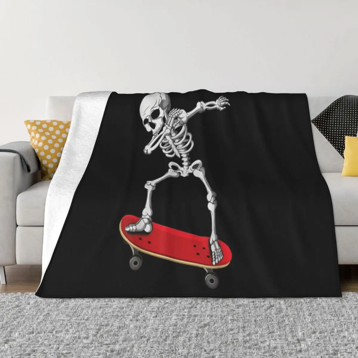 Top Dabbing Skate Skeleton Skateboard Clothes Skater Boy Kid Men Cute Hip Hop New Throw Blanket