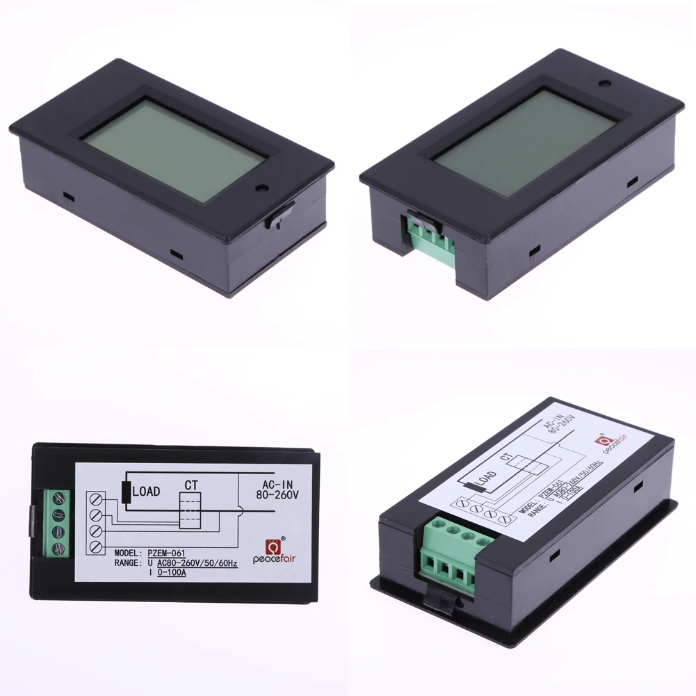 100A التيار المتناوب 80-260 فولت الرقمية LCD الفولتميتر مقياس التيار الكهربائي فولت واط السلطة متر مراقبة الطاقة المنزل عداد كهربائي