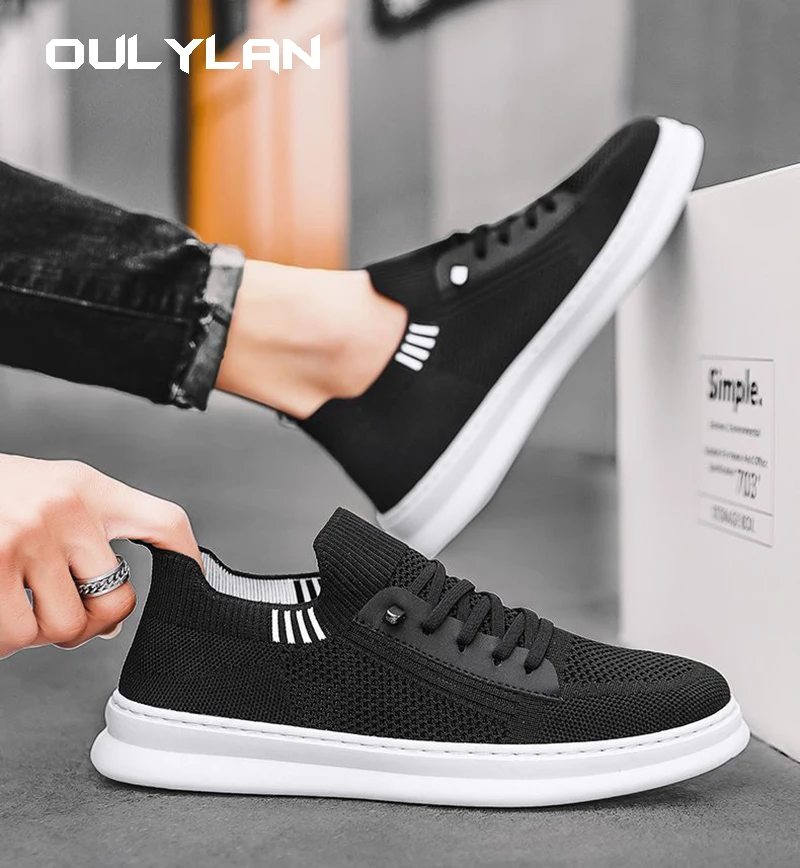 Oulylan 39-44 Breathable Men's Running Shoes Lightweight Men Casual Shoes Flexible Male  Shoes Platform Anti-slip Sneakers