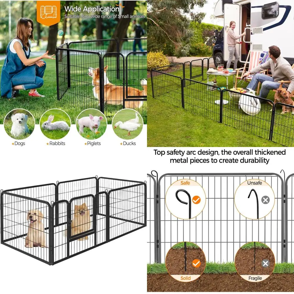

24-Inch 6-Panel Heavy Duty Portable Pet Playpen with Door, Suitable for Dogs, Cats, and Small Animals - Indoor/Outdoor Use, Blac