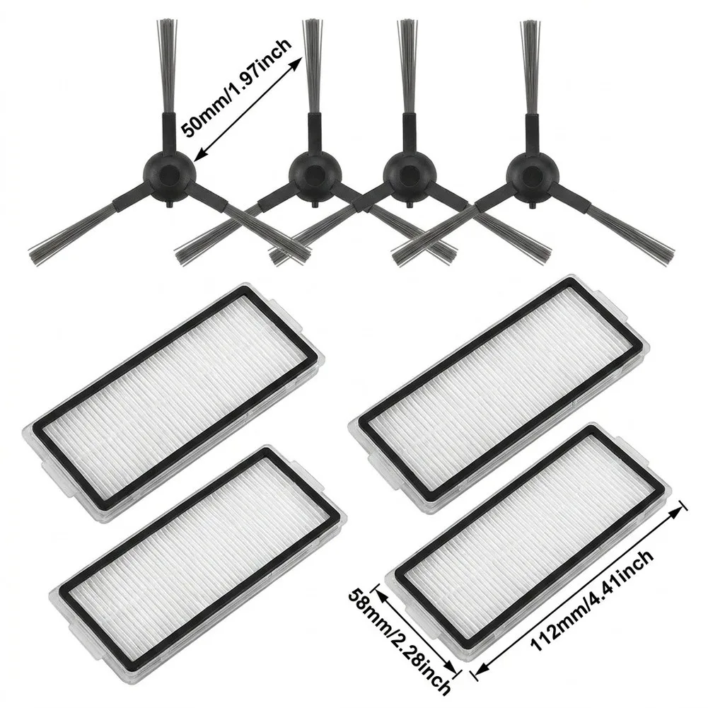 For Roborock For QX Revo For Ultra 2 Compatible 4 Side Brushes 4 Filters 8 Piece Vacuum Cleaner Maintenance Kit