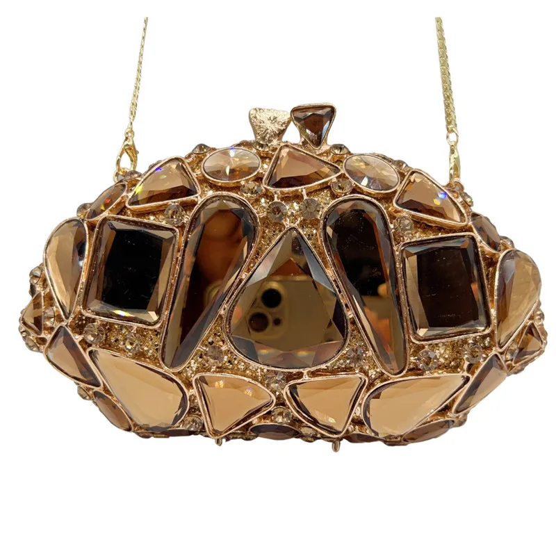 

Luxury Fan-shaped Glass Full Rhinestone Sparkling Bead Crystal Women's Wedding Party Evening Dress Bag