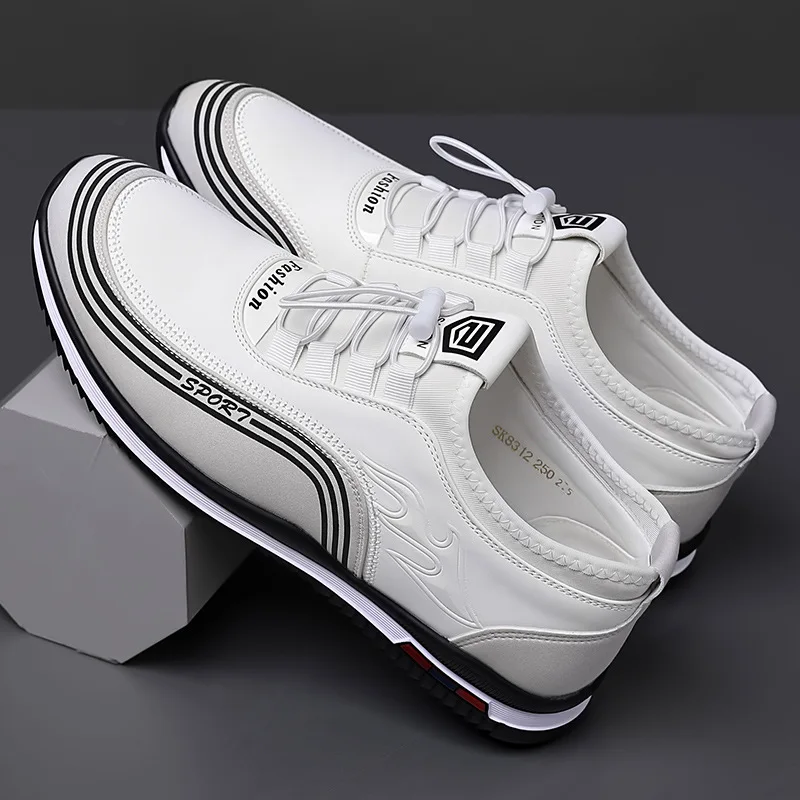 Men's Sports Leather Shoes Spring and Autumn Low-cut Slip-on Leather Shoes Flat-soled Outdoor Hiking Shoes Running Casual Shoes