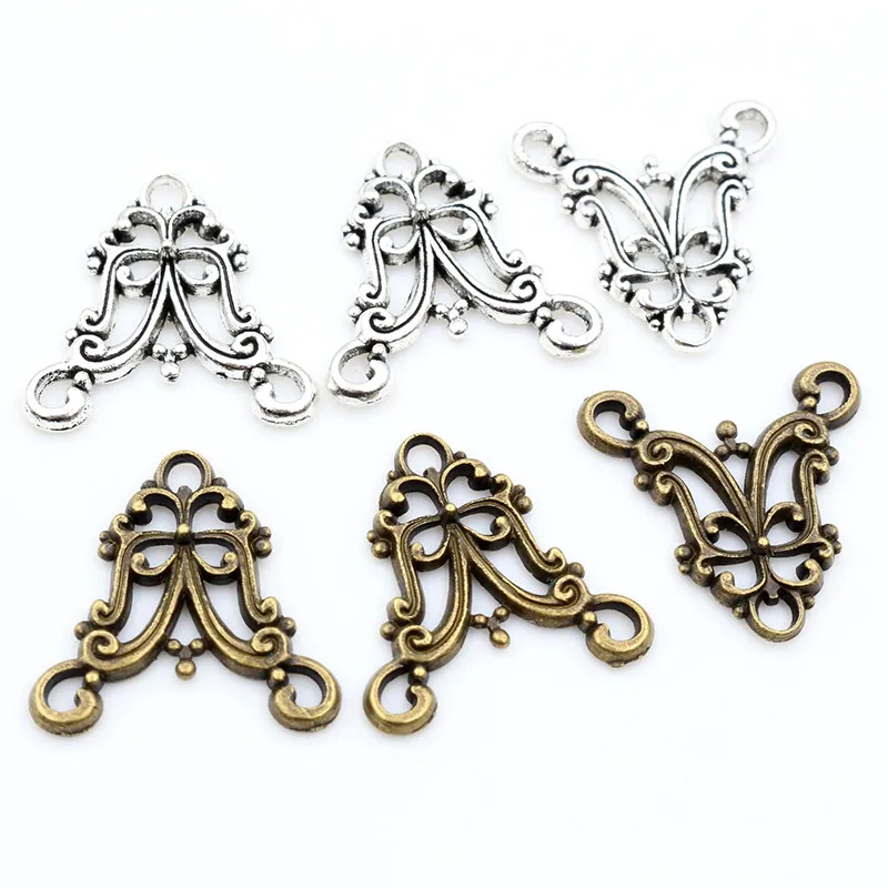 30pcs/lot Antique Silver Plated/Bronze Flower Butterfly Style Connector Charm Pendant DIY Jewelry Supplies for Bracelet Necklace