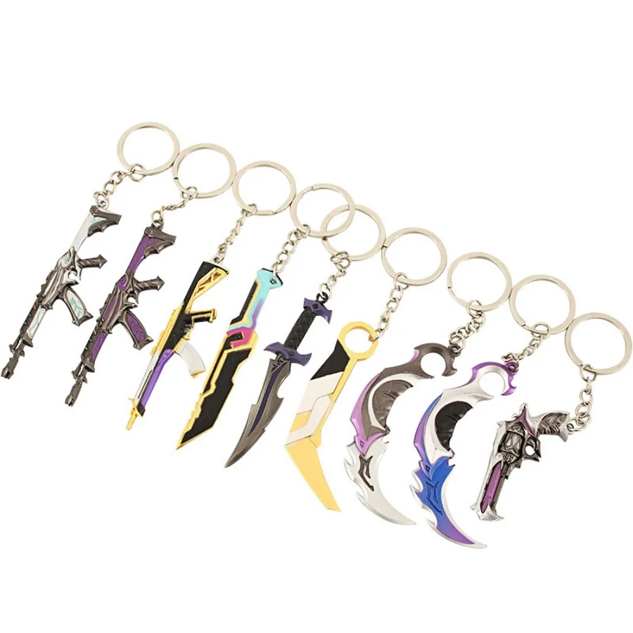 Valorant Figure Weapon Keychain Knife Metal M4 Game Peripheral Samurai Sword Model Pendant Jewelry Male Gift