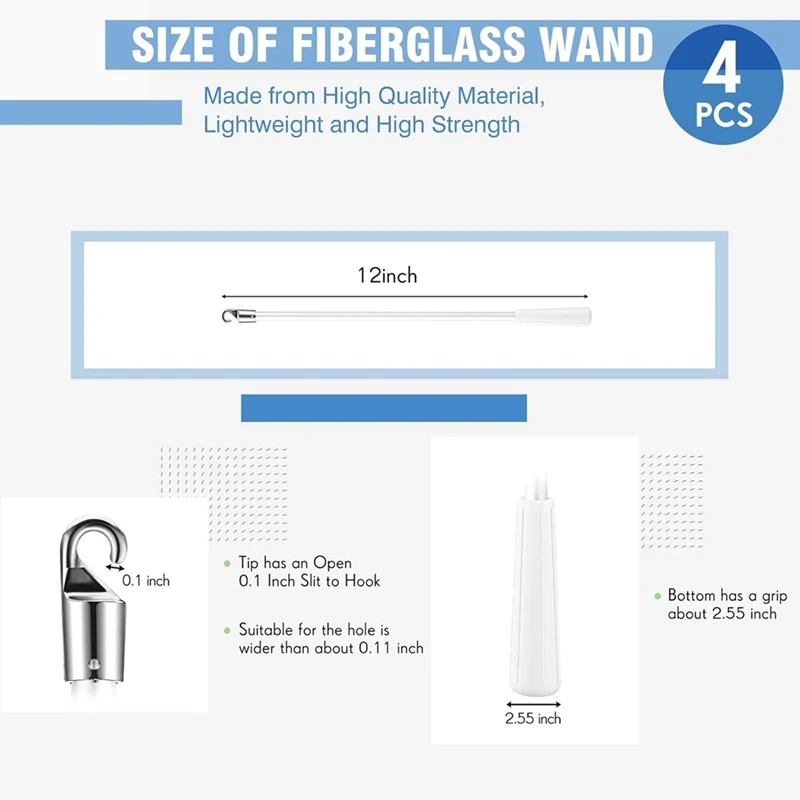 استبدال قضيب أعمى رأسي مع خطاف ومقبض ، فتحت ستائر النافذة ، 4 طويلة ،