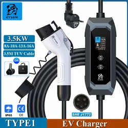 Evsow 3.5KW 16A EV cargador Type1 cargador de coche eléctrico portátil 1 fase EV estación de carga Wallbox EVSE EV Cable de carga 3,5 m