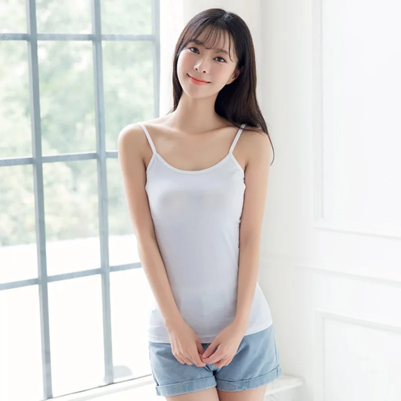 Cotton white slip top women's summer plus size slim bottoming shirt spring Black inner short top factory wholesale