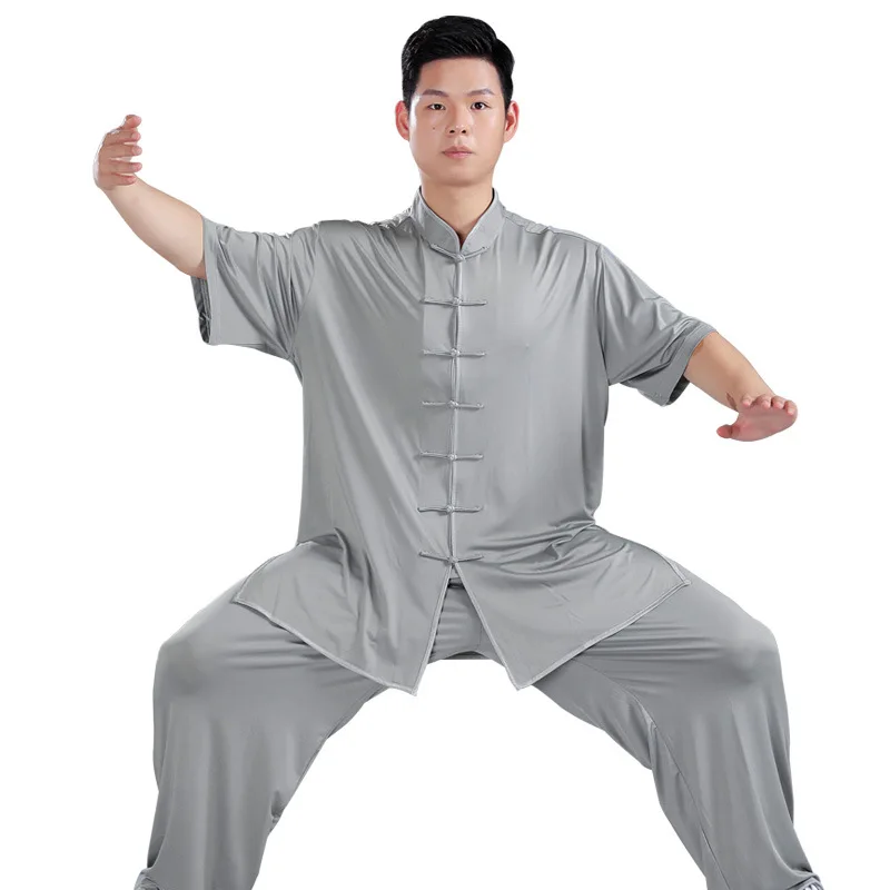 Kampfsport-Sets Erwachsene Tai Chi Uniform Milch Seide Kurzarm Casual Wushu traditionelle chinesische Kleidung Set Kung Fu Uniform