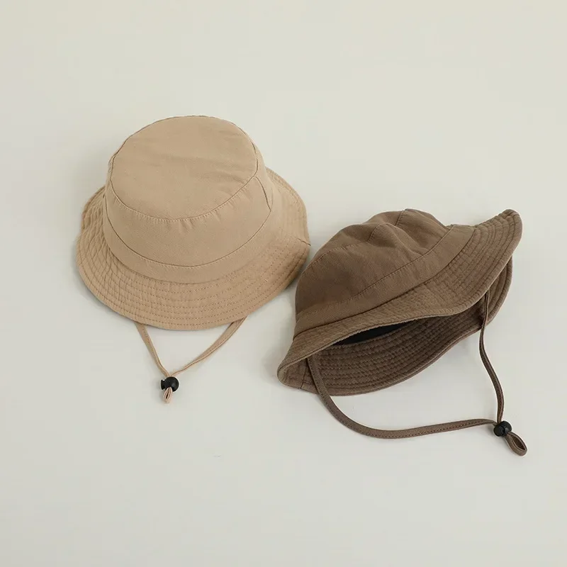 

Summer Kids Bucket Hat Solid Color Boys Girls Sun Visor Cap Outdoor Fashion Beach Children Fisherman Caps Toddler Panama Hats