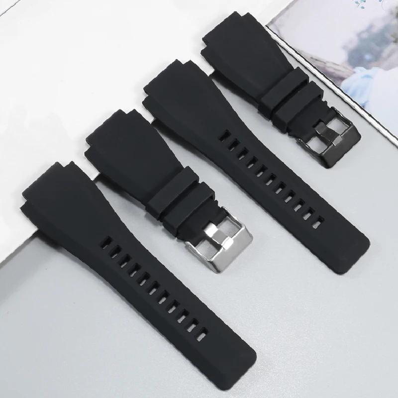 Waterproof Sports Bracelet For Bell Ross Silicone Watch Strap BR01 BR03 Black Square Watch Aviation Series Watchband 35x24mm image 2