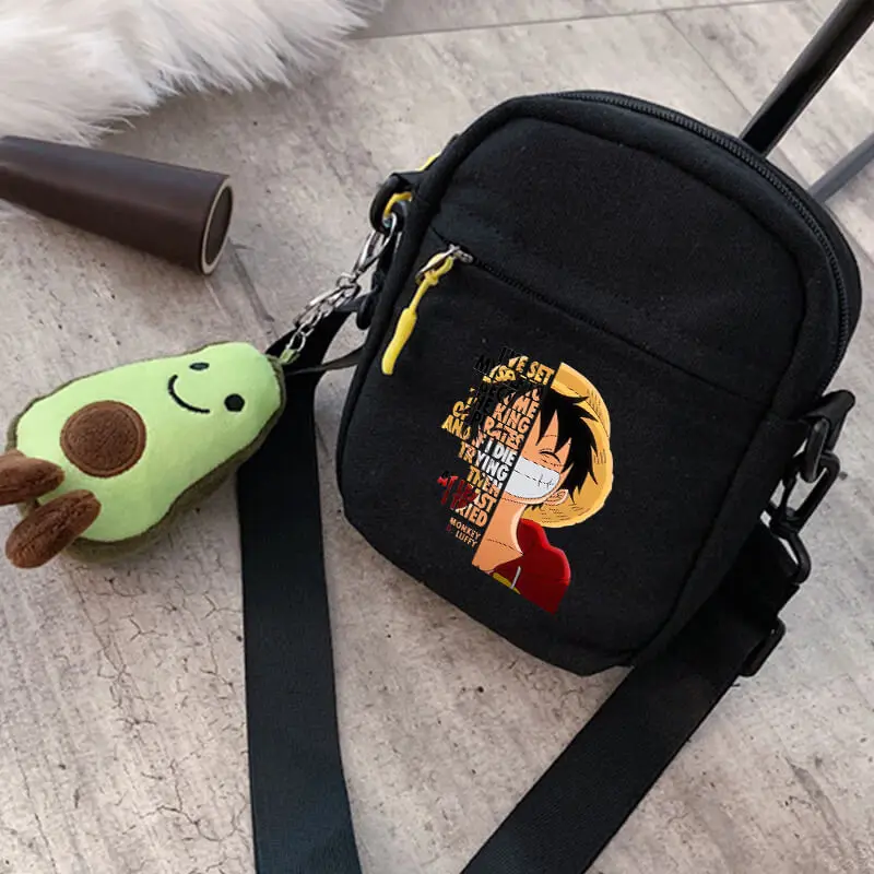 Luffy Series Crossbody Bags Anime Chopper Zoro Shoulder Messenger Bag Cartoon Youth Canvas Satchels Funny Birthday Gifts