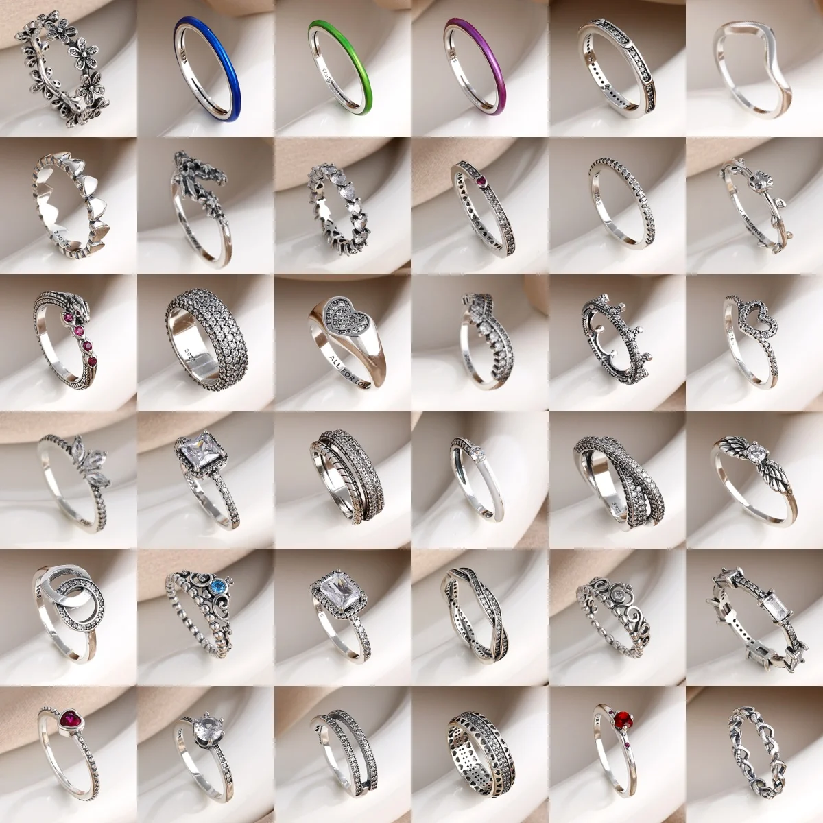 Gran oferta, anillos de plata de ley 925 apilables, adornos con forma de corona de flores y corazón infinito para mujer, anillo de boda original, regalo de joyería
