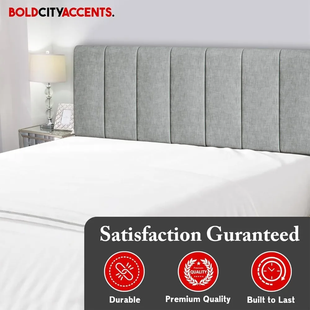 لوح رأسي منجد عمودي متوسط الارتفاع من كال كينج/كينج - لوح رأسي بارتفاع قابل للتعديل لغرفة النوم - إطار سرير أو جدار #4