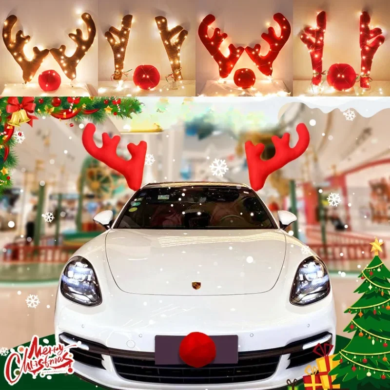 Car Christmas Antlers Dress Up Personalized and 4S Dealership Auto Show Bizarre Car Decorations Originality