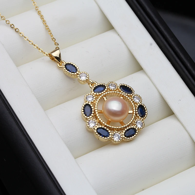 2024 Trendy Freshwater Pearl Necklace For Women,Trendy Gold Plated Pearl Pendant Wife Mother Anniversary Gift