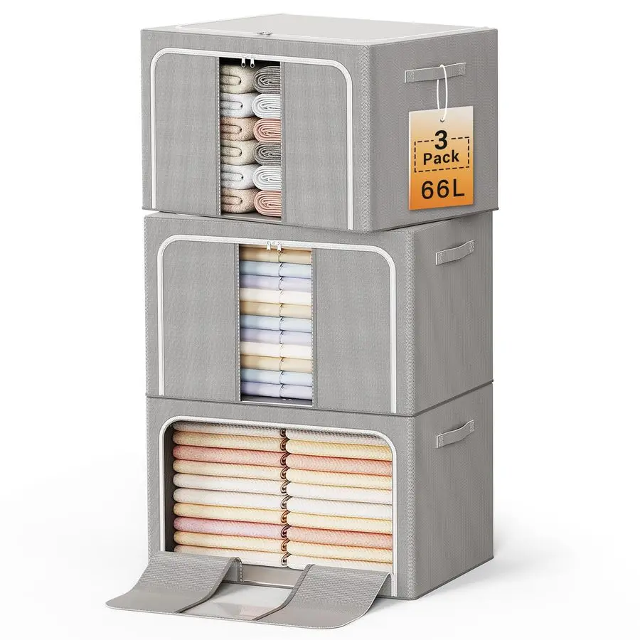 

Складные контейнеры для хранения с металлическим каркасом, органайзеры для одежды, постельного белья, одеял, книг, игрушек