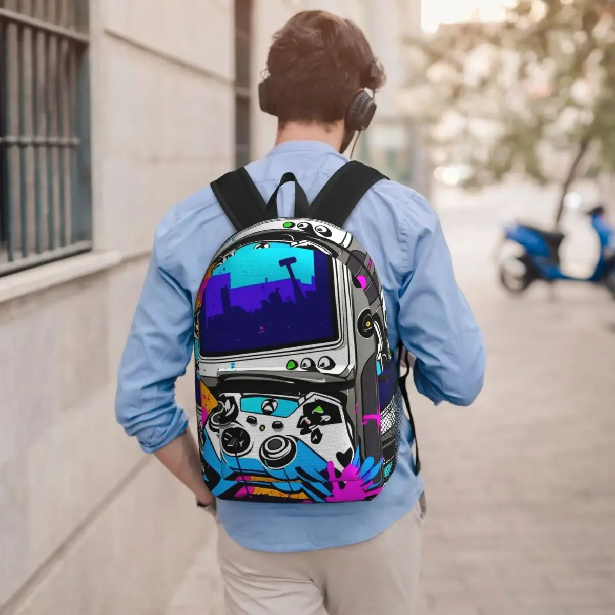 Handheld Game Console Controller Student Backpack School Bag Hiking Travel Daypack for Boys Girls Bookbag Shoulder Bags