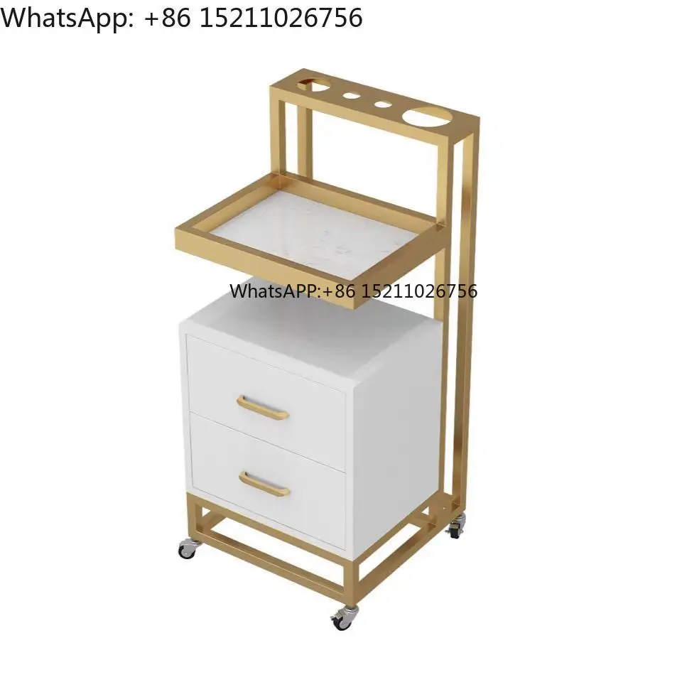Multifunctional Artificial Marble Countertop Hair Salon Cabinet Hairdresser Tool Table Salon Furniture Table Salon Tool Car