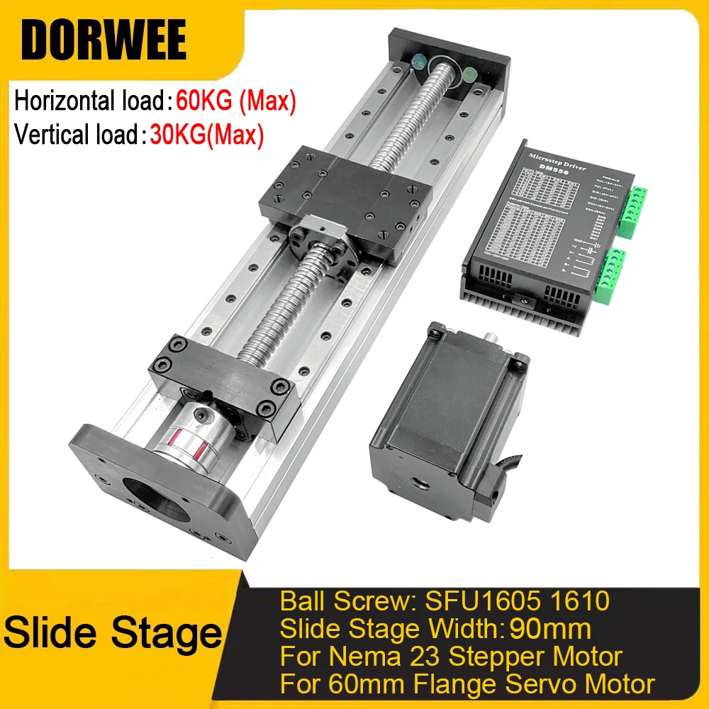 Motorized Linear Table Sliding Table Driver Kit CNC Ball Screw Sliding Table SFU1605/SFU1610 XYZ Axis Linear Actuator Max 60KG