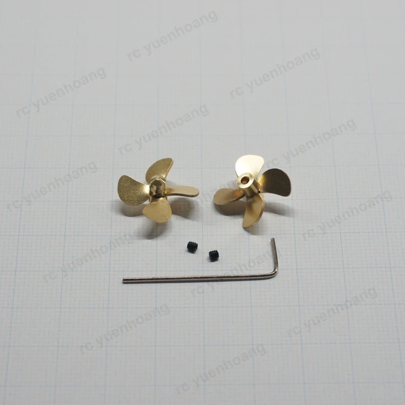 1Pair 16x2mm 18x2mm 4-blade Paddle Shaft Hole 2mm Hub Dia 4/3.6mm Copper Propeller for RC Model Tug Boat Ship Assembly