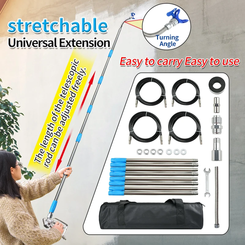 1M/1.5M/2M/3M/4M/5M Extension Rod Multi-Function Universal Extension Pole Flexibility Can Change Direction Spray Guns Tools