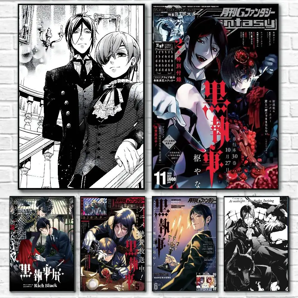 Cartoon Black Butler-B Kuroshitsuji Anime Poster Kunst Malerei Poster mit Drucken Home Schlafzimmer Wohnzimmer Dekoration Geschenk