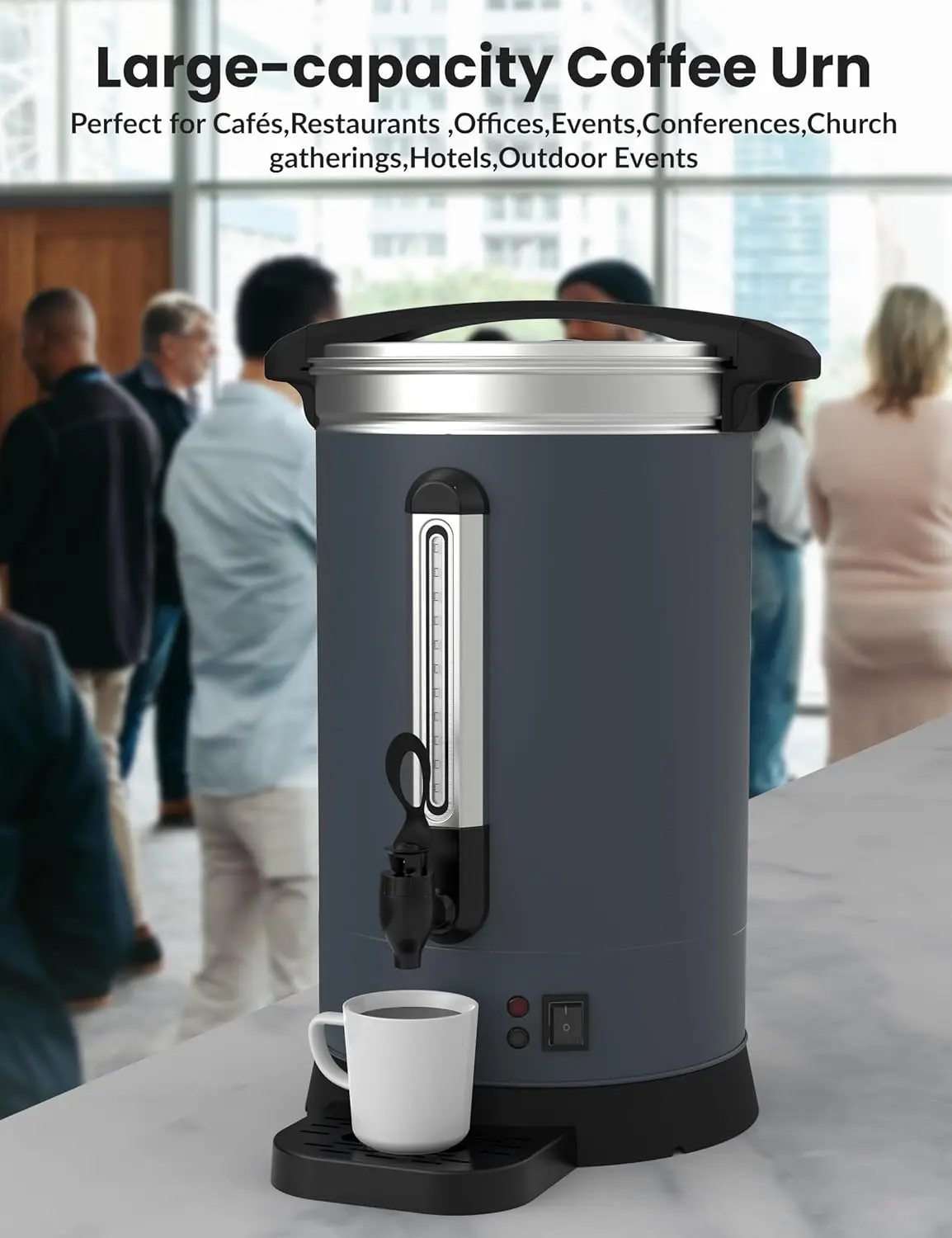 Commercial Coffee Urn Electric Coffee Maker with Double Wall Insulation,Stainless Steel Hot Water Dispenser for Catering,Events