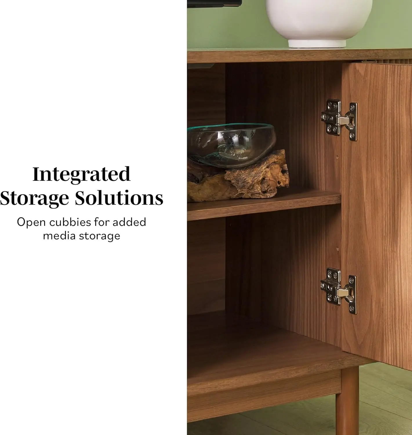 Suporte de TV curvado, portas deslizantes, 65 polegadas, 60 polegadas, Mocha