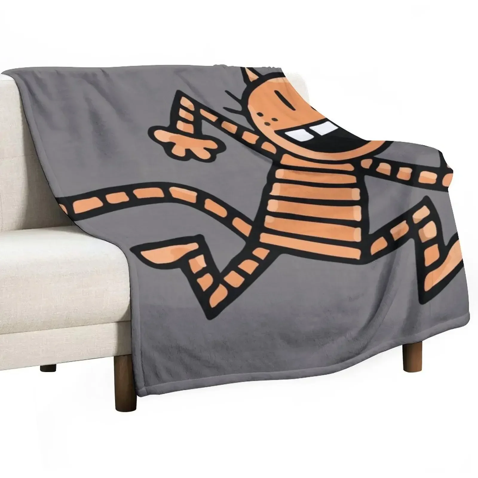 

Dog Man Cat - Grey Throw Blanket Retros Comforter Blankets