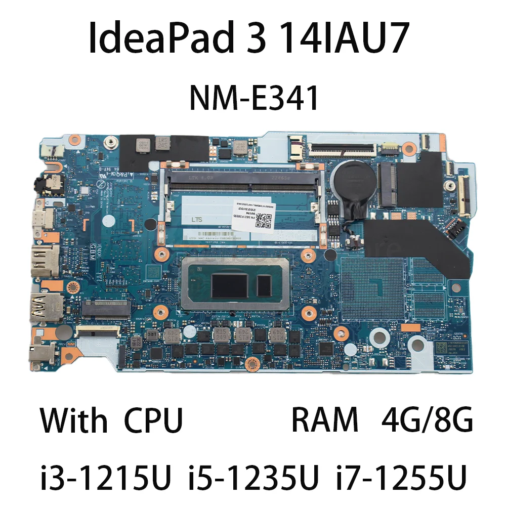 Placa base para ordenador portátil Lenovo IdeaPad 3 14IAU7 NM-E341 con CPU i3-1215U i5-1235U i7-1255U RAM 4G/8G 5B21F28596