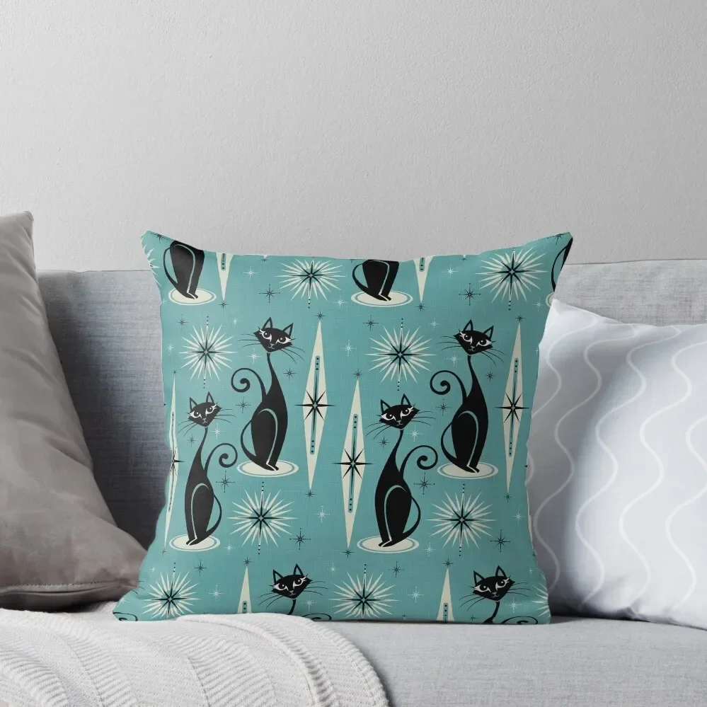 

Mid Century Meow on Blue Throw Pillow Embroidered Cushion Cover Pillows Aesthetic Throw Pillow Covers Cushions Home Decor Pillow
