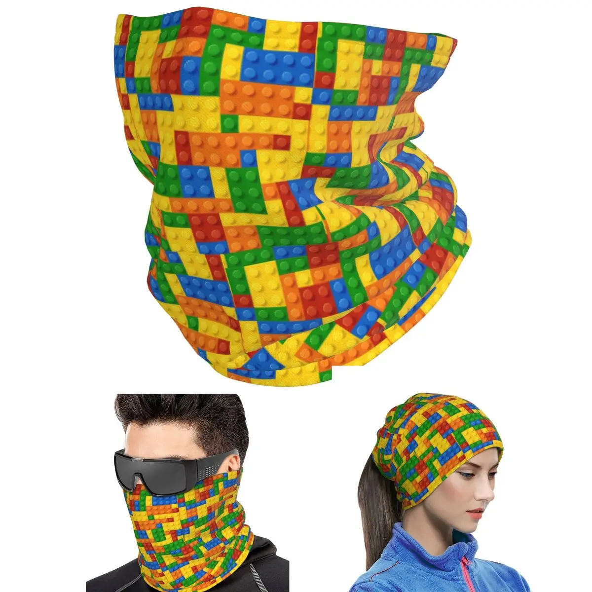 Building Blocks Construction Brick Bandana Neck Cover Printed Magic Scarf Hiking Fishing Headwear For Men Women Adult Breathable