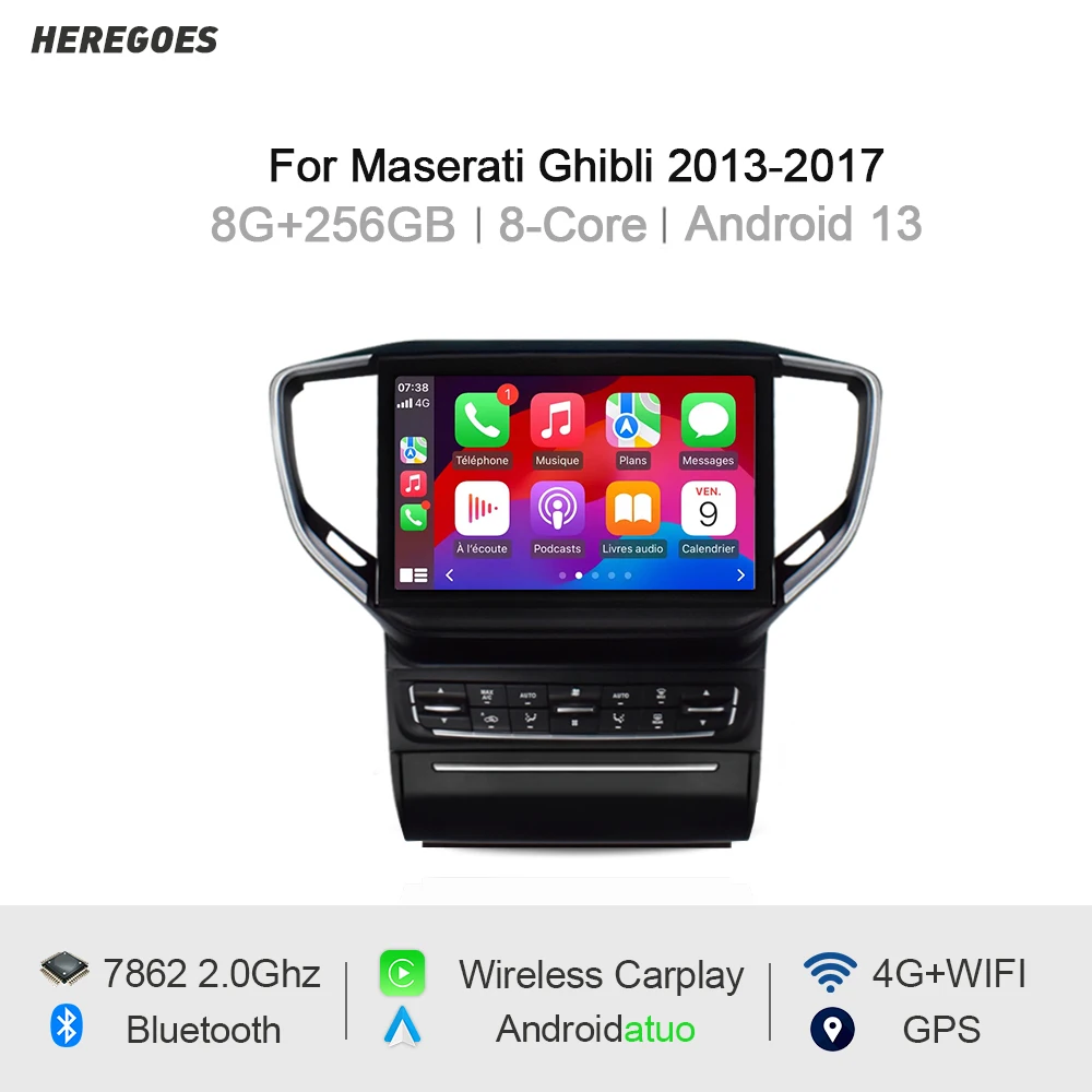 720P Android 13 Car Multimedia Player GPS Navigation Autoradio Wifi Bluetooth Carplay Car Radio For Maserati Ghibli 2013-2017