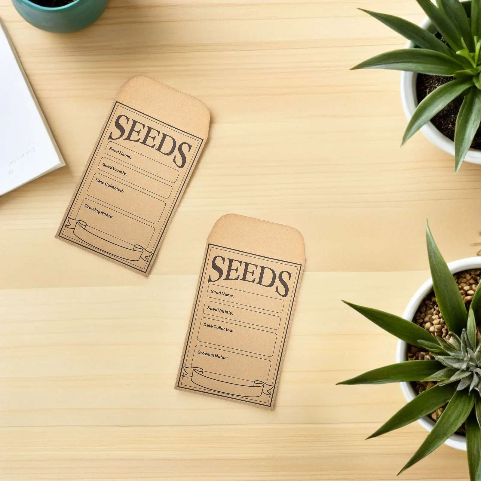 

50Pcs Small Brown Kraft Envelopes Mini Seed Packets Resealable Self-Adhesive Blank Paper Storage Envelopes for Garden Seeds