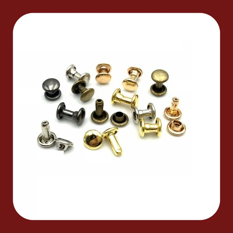 100Sets 5-12mm Double Cap Rivets Stud Round Nail Rivet For Leathercraft Accessories Repair Shoes Bag Belt Clothing Garment