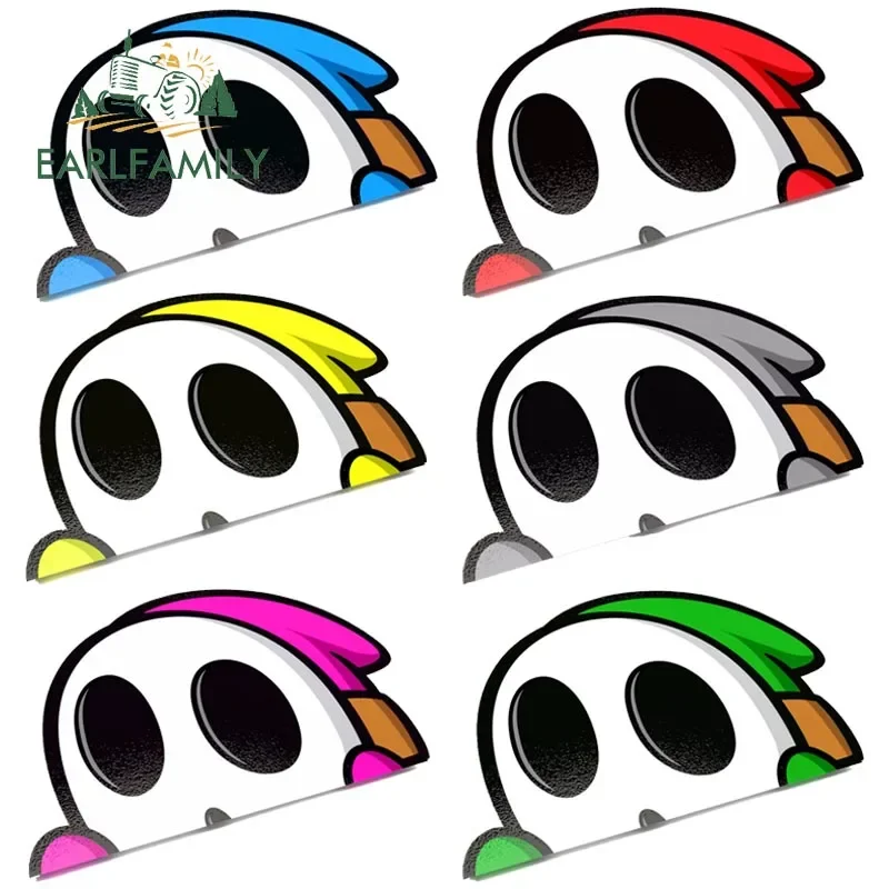 EARLFAMILY 13cm x 9cm Cartoon Shy Guy Peeker Car Sticker Chibi Big Head Decal JDM Window Car Bumper Graffiti Decoration - Image 3