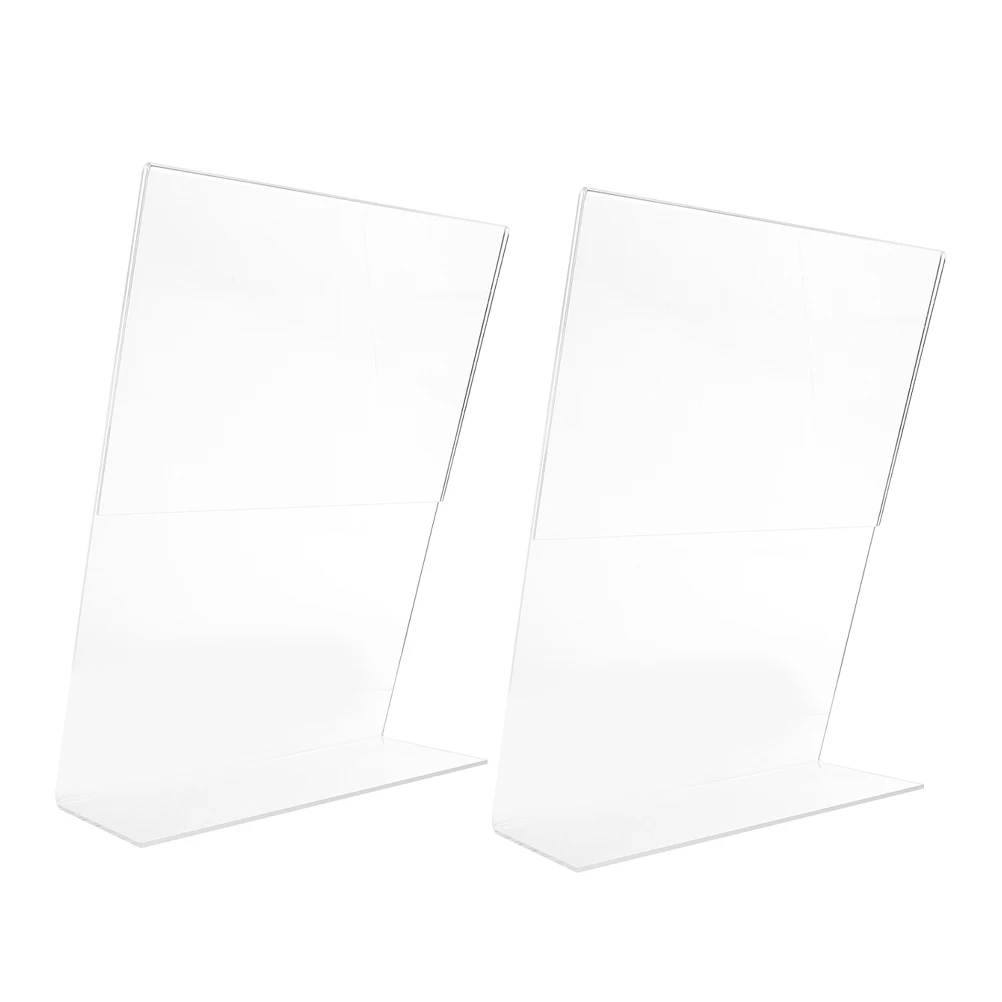 

2PCS Acrylic Table Signs Clear Transparent Display Easel Plates for Menu Rack Sign Holder St Desktop Storage
