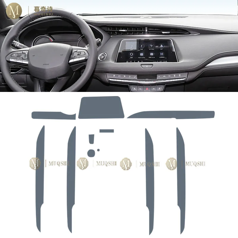 MUQSHI Pre cutting car Interior PPF paint protection film console Scratch transparent/matte TPU film For Cadillac XT4 2018-2023