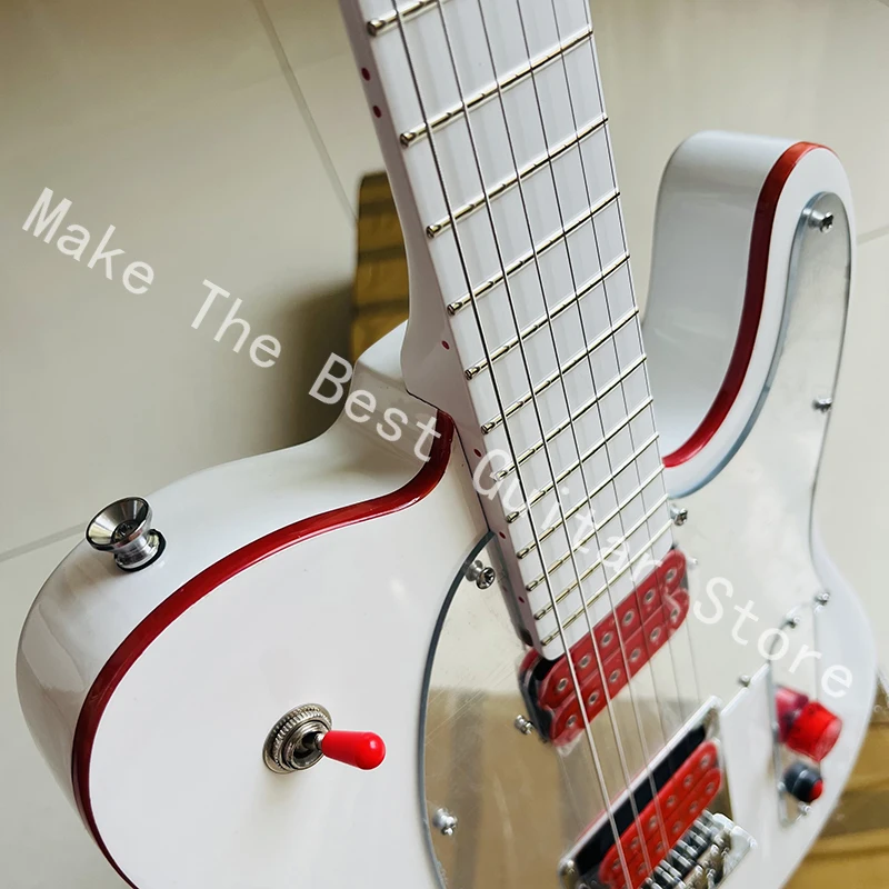 Pure white bright colored electric guitar, exquisite red pickup, quality assurance, fast delivery.