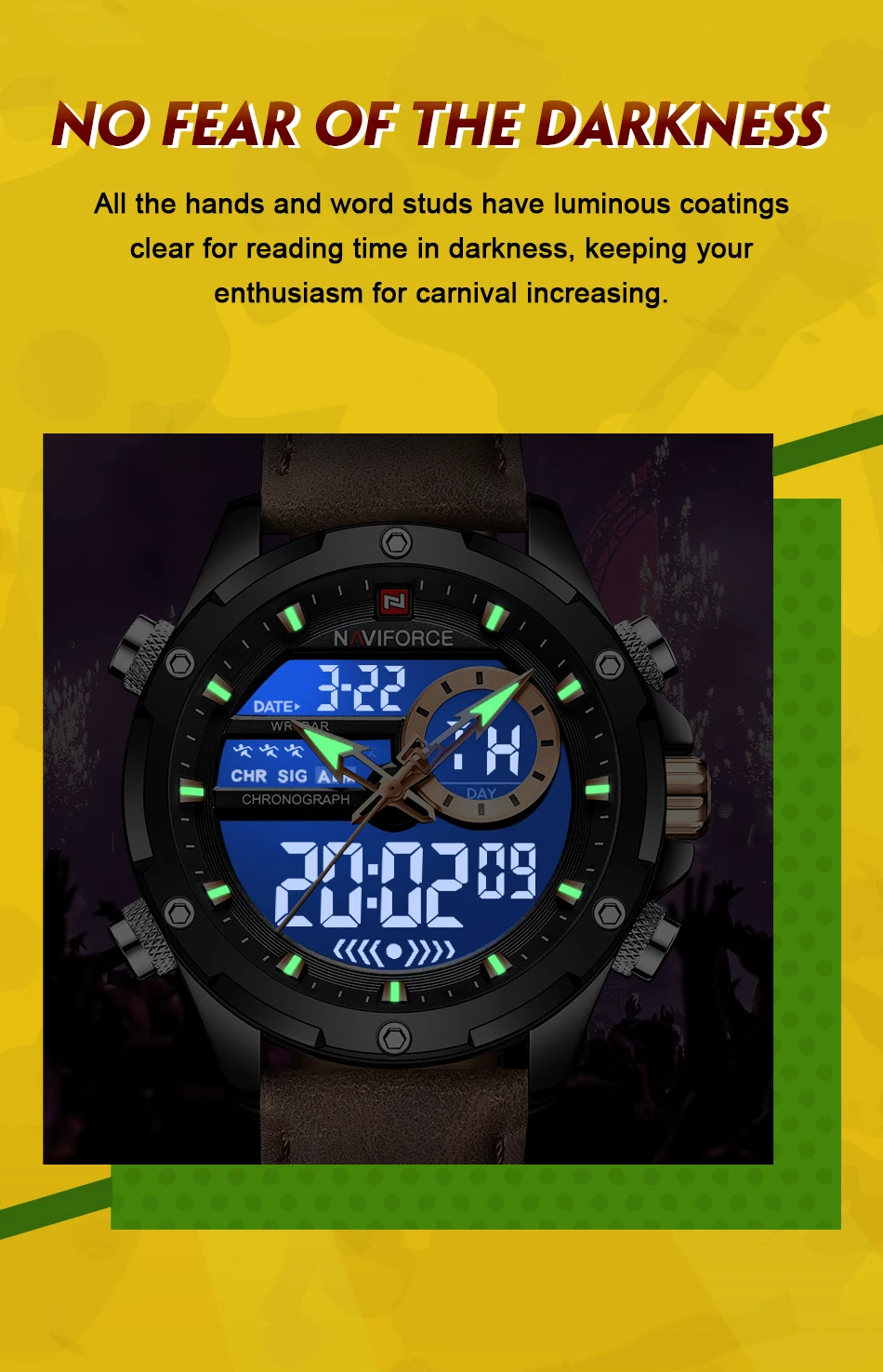 2022 New NAVIFORCE Design Men\'s LCD Digital Wristwatch Luxury Fashion Watch For Men Luminous Waterproof Watch Relogio Masculino