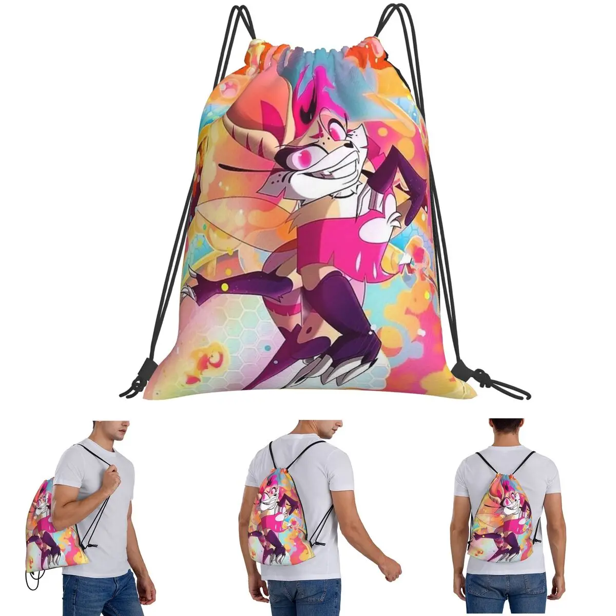 

Рюкзаки Helluva Boss Beelzebub, модные сумки на шнурке, спортивная сумка, сумки для книг для школы путешествий