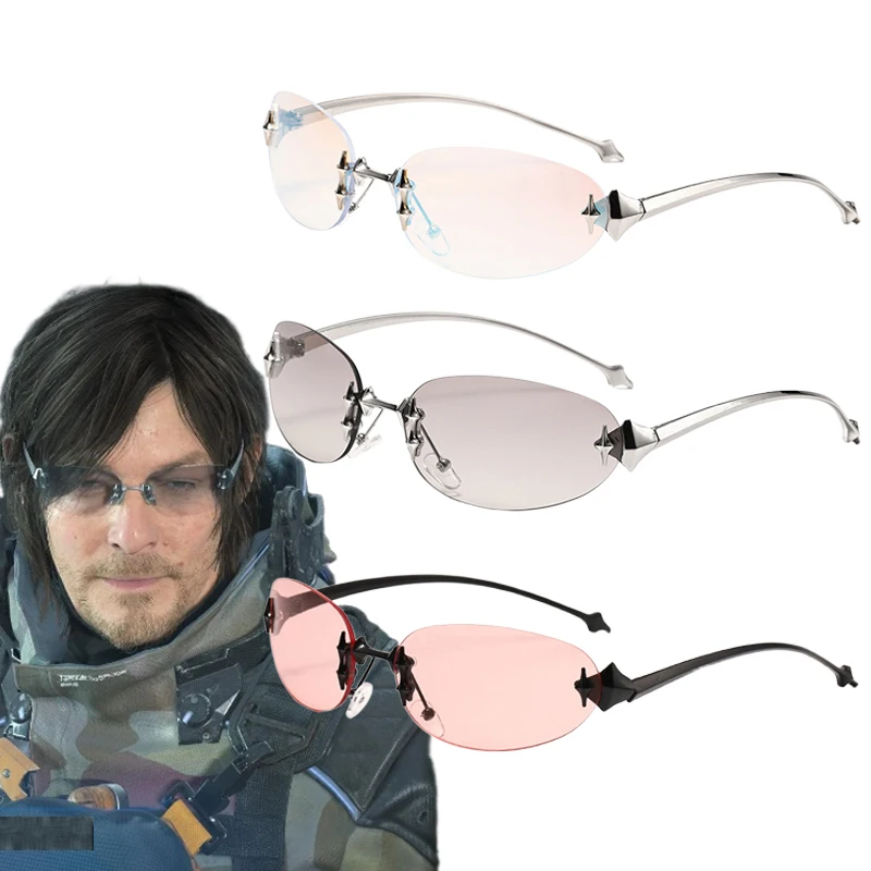 Juego Death Stranding Sam Porter Bridges gafas de Cosplay Unisex estrella ovalada ojo de gato gafas de sol sin marco accesorios de Carnaval