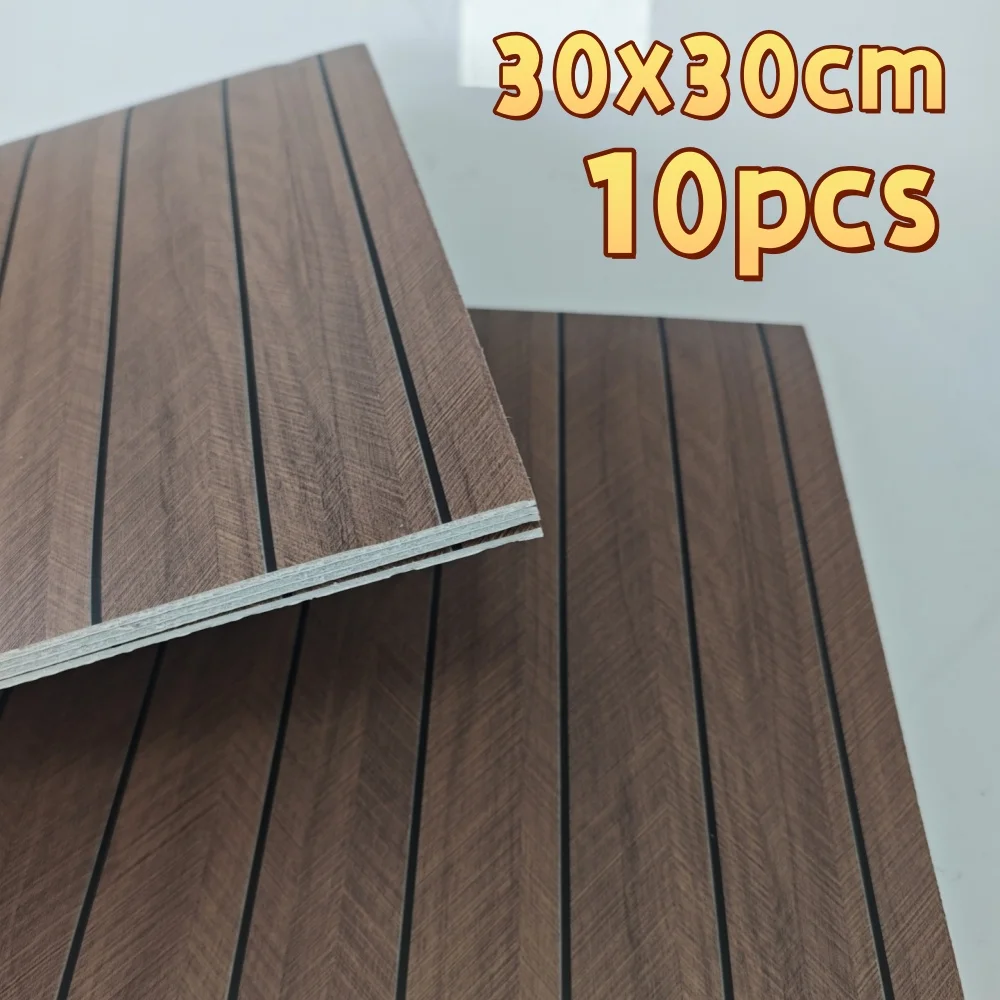 10pcs 30x30cm 2D Wood Grain Wall Sticker Self-adhesive Wall Sticker Moisture-proof Decorative Stripe Wall Tile Sticker Bedroom
