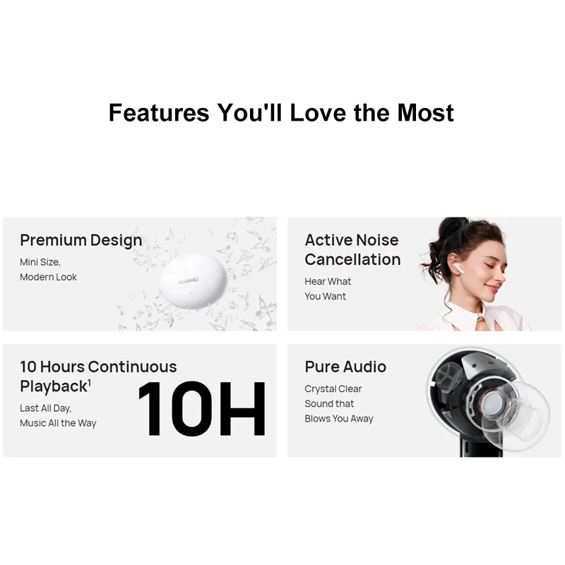 Huawei-auriculares inalámbricos Freebuds 4i, cascos con Bluetooth, cancelación activa de ruido, intrauditivos, estéreo, deportivos, para todos los teléfonos