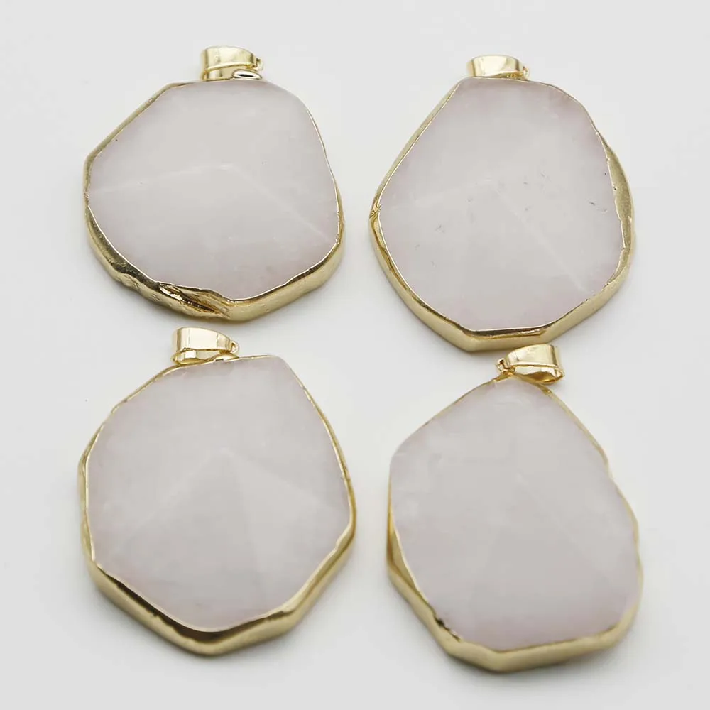 Natural Stone White Crystal Irregular Phnom Penh Pendants Exquisite Cut Face Necklaces Jewelry Accessories Making Wholesale 8Pcs